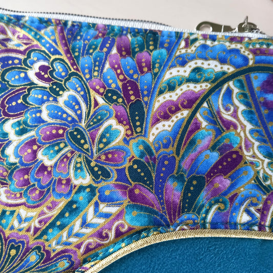 Sac Pils turquoise arabesques violet or