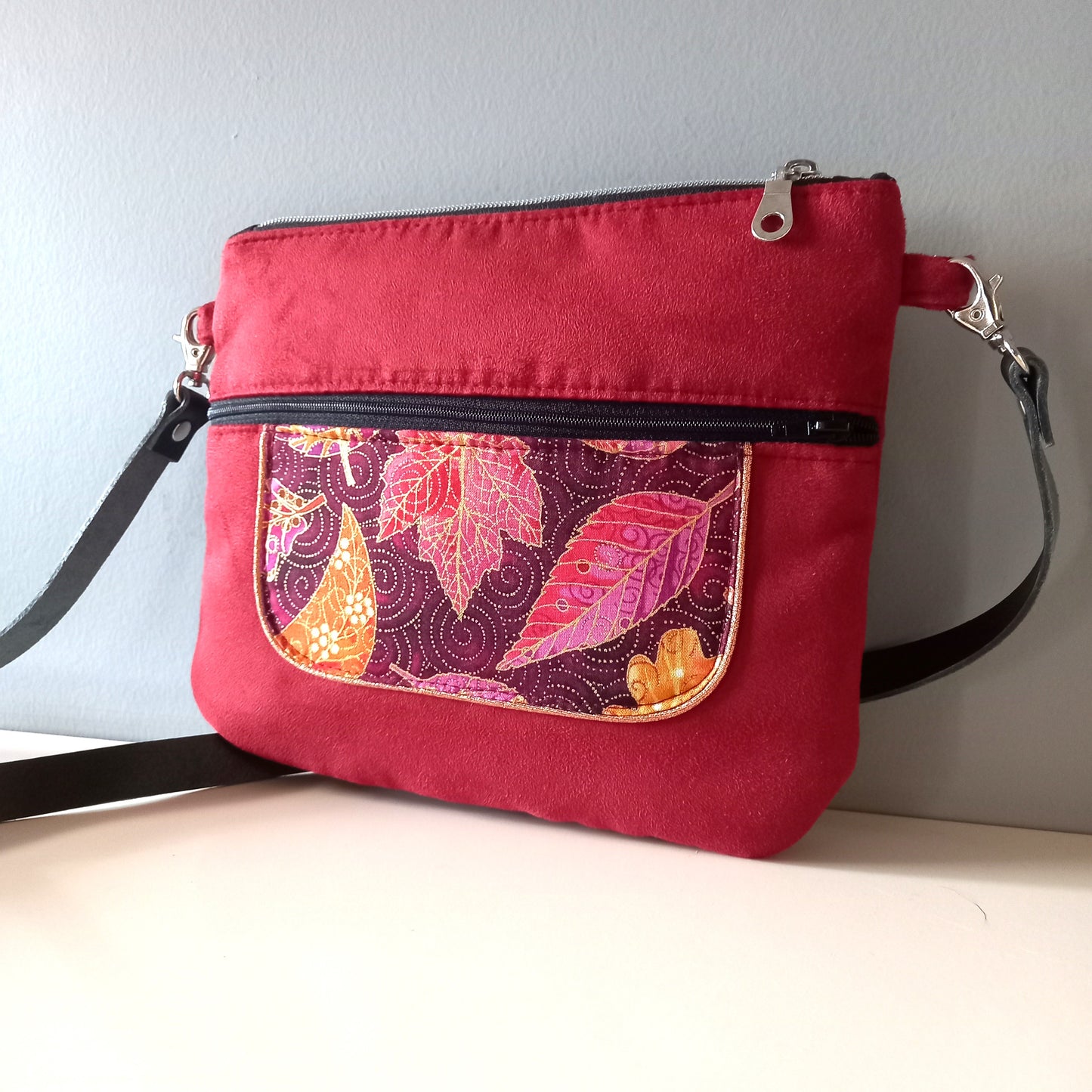 Sac Musette brique feuilles d'automne