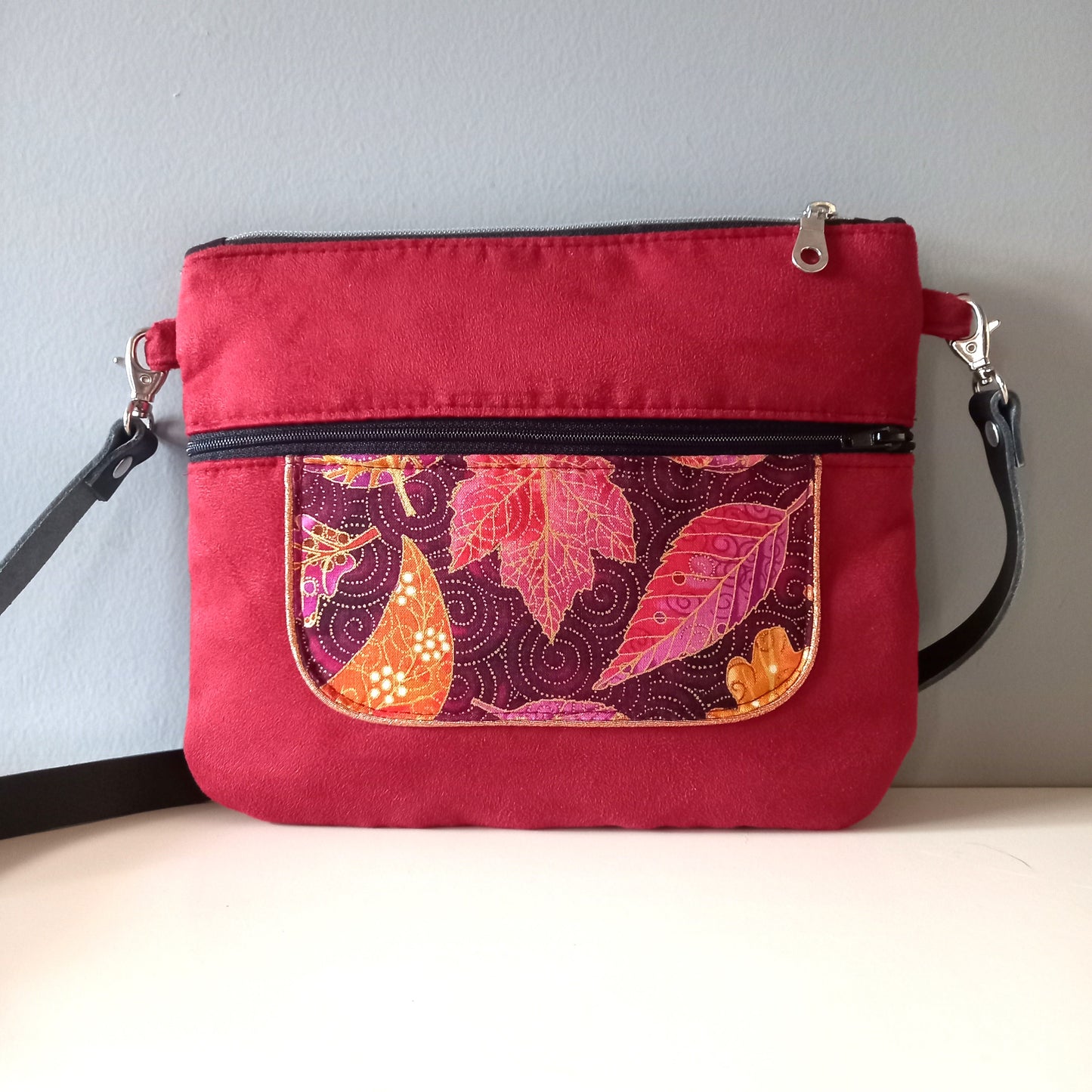Sac Musette brique feuilles d'automne