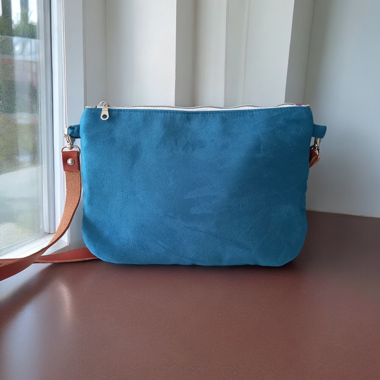 Sac Pils turquoise arabesques violet or