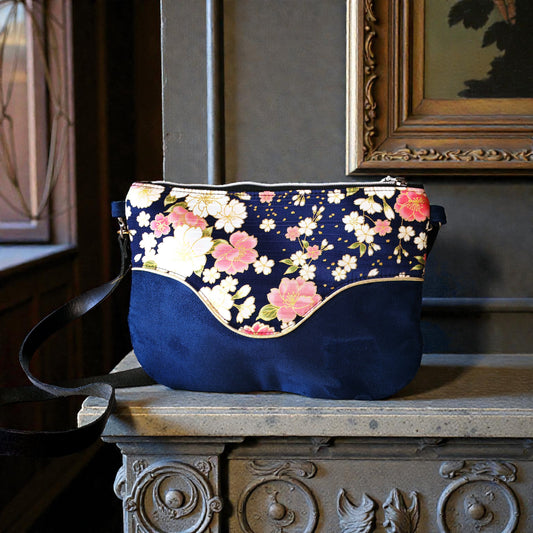 Sac Pils noir bleu floral