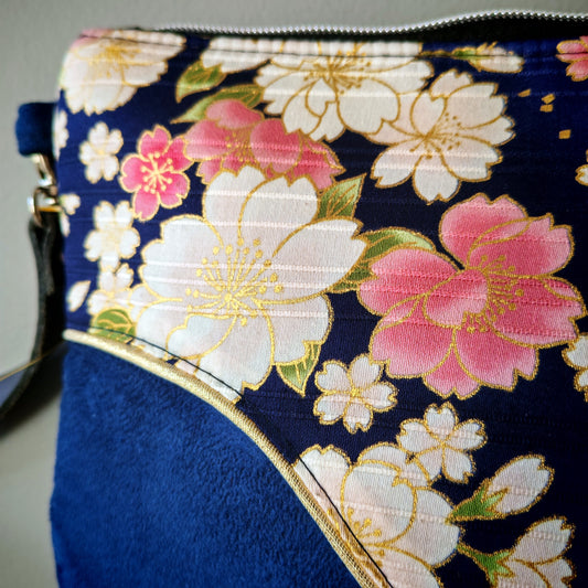 Sac Pils noir bleu floral